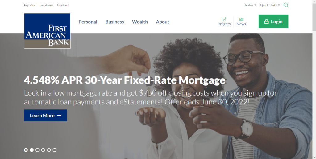 Open Account At First American Bank, Apr 30-Year Fixed-Rate Mortgage. 